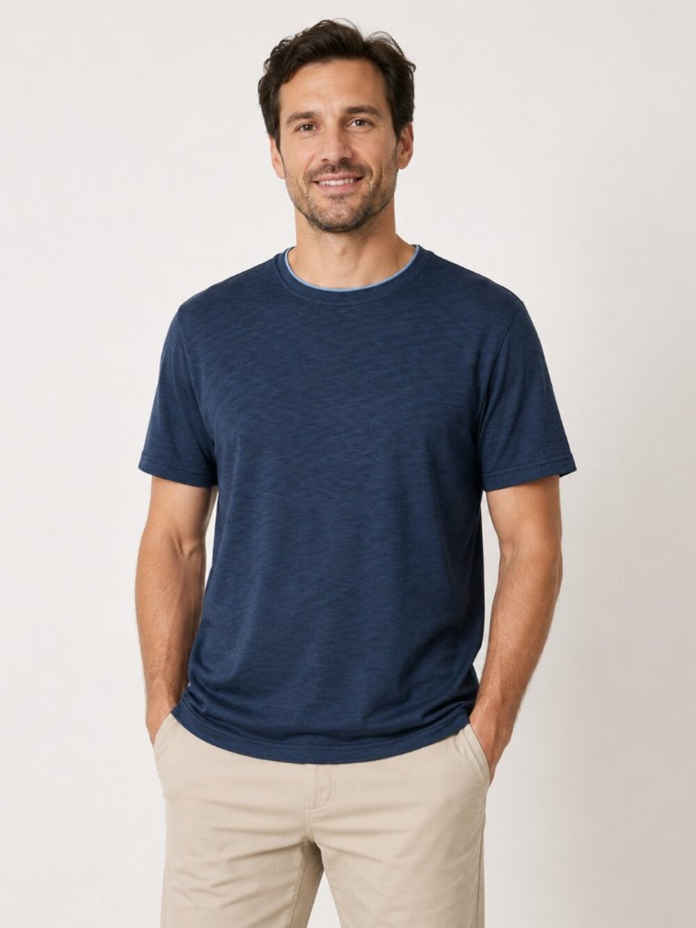Van Heusen Traveler Navy Blue Crewneck T-Shirt Casual Everyday XL